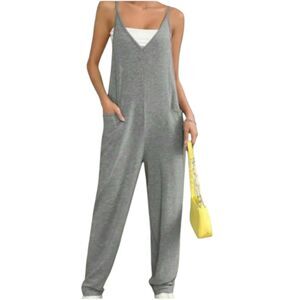 Sincerely Jules Jumpsuit Womens Medium Gray Sleeveless Slouchy Relaxed Fit V-Nec